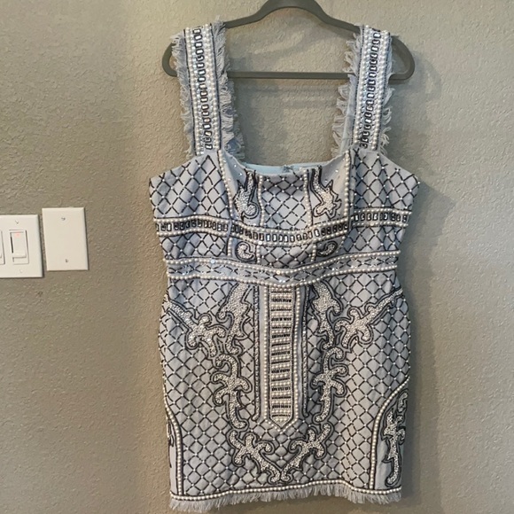 ASOS design structure pearl embellished mini dress - Picture 1 of 6